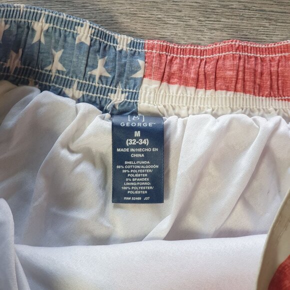 American Flag Swim Trunks George Size M 32 to 34 Elastic Waist Drawstring Pool - Picture 5 of 8
